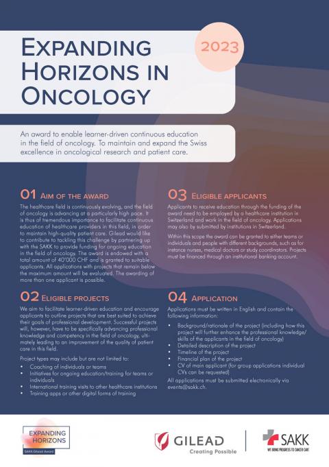 SAKK/Gilead Expanding Horizons Award 2023 | Flyer